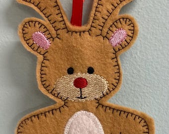 Reindeer feltie Ornament/Tag; Christmas feltie