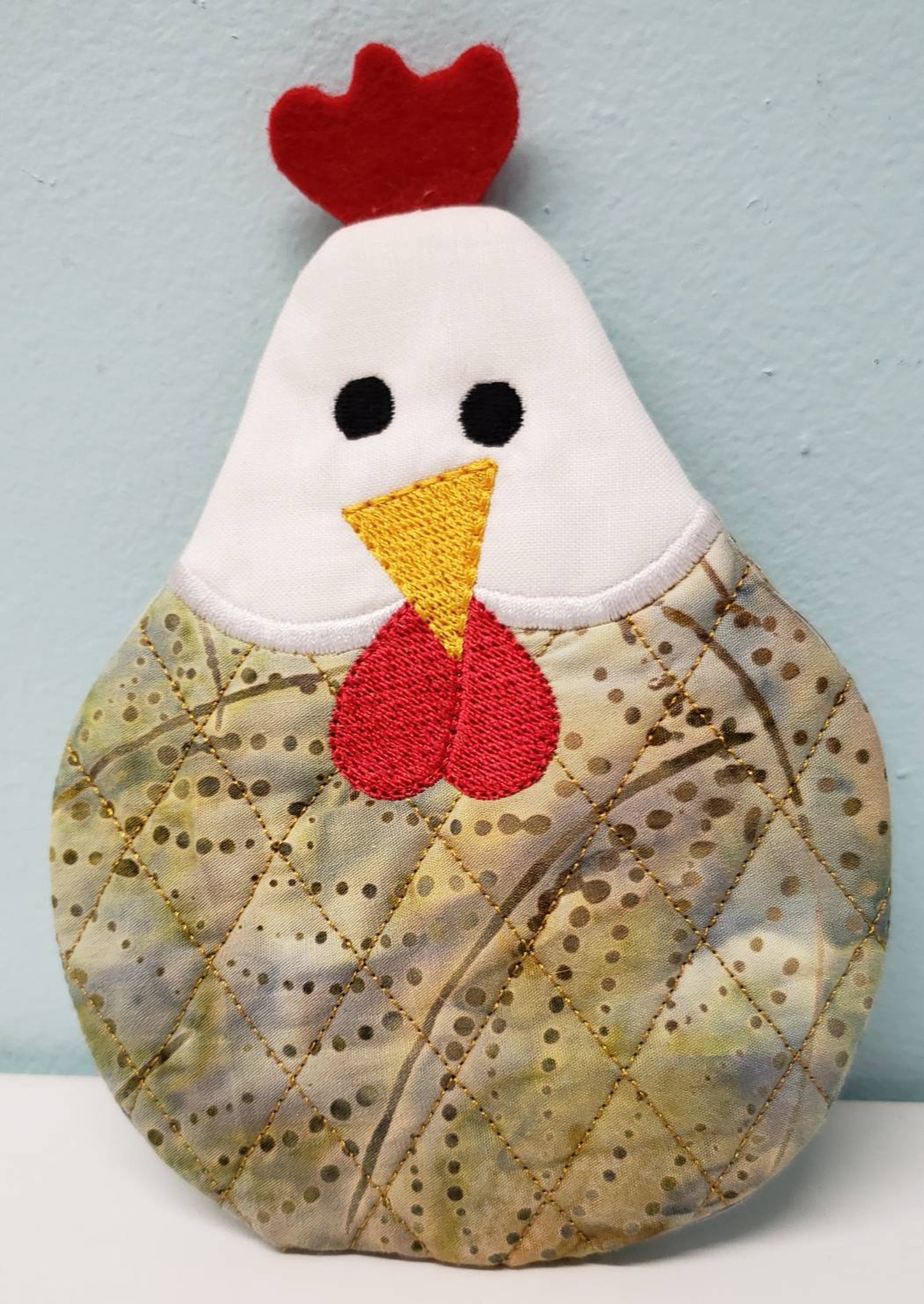 Chicken Mug Rug Quilted Mug Rug Fabric Mug Rug Kitchen Etsy