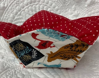 Microwave Bowl Cozy: Reversible Cotton, Fits 6" Bowl