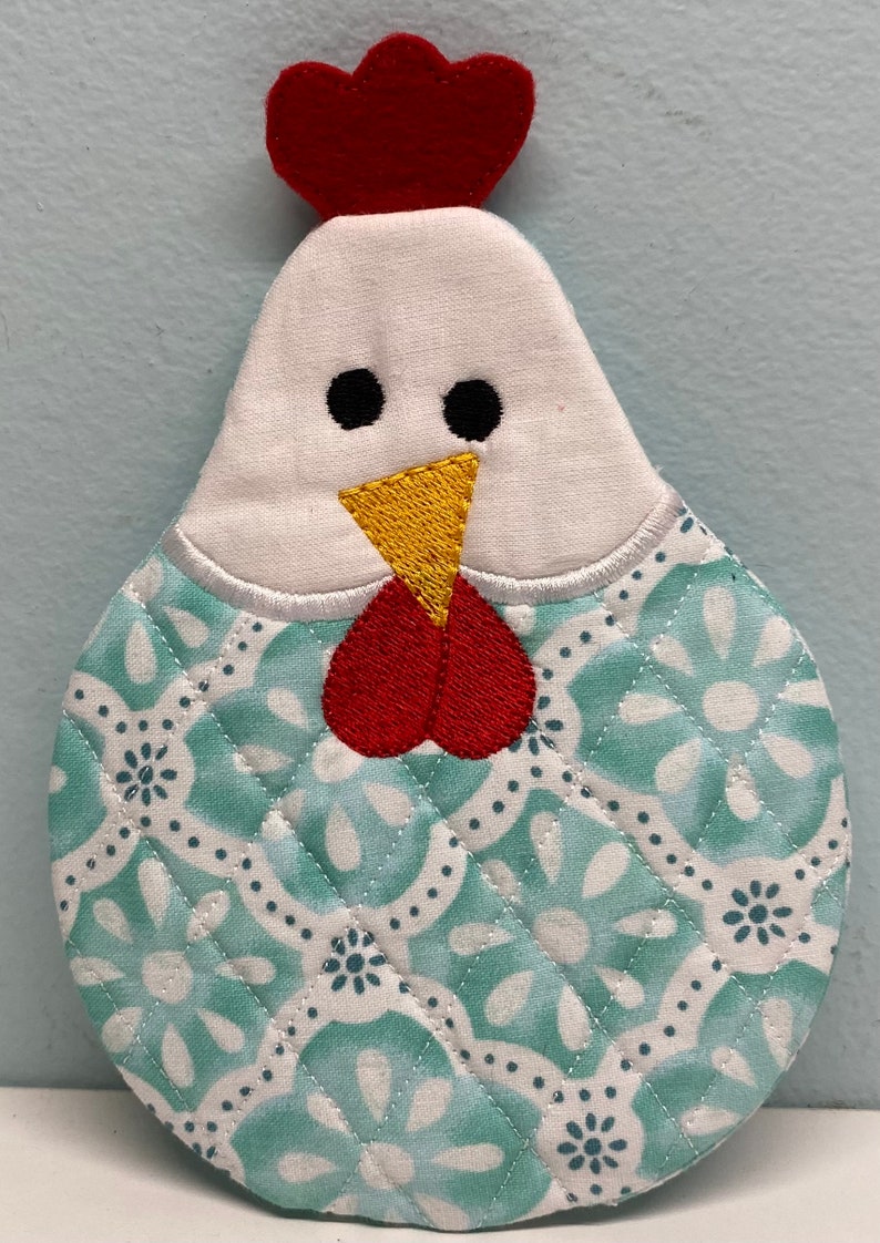 Chicken Mug Rug Quilted Mug Rug Fabric Mug Rug Kitchen Etsy