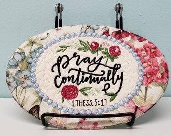 Embroidered Floral Mug Rug: Inspirational Quilted Fabric Coaster