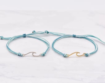 Pulsera de olas, pulsera de surfista, pulsera de olas del océano, regalo amante del océano, pulsera de cordón impermeable, regalo náutico, minimalista, amante de la playa