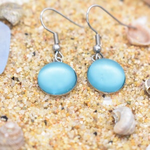 Sea Glass Drop Earrings, Blue Sea Glass, Pastel Sea Glass, Beach Earrings, Blue Earrings, Beach Jewelry, Ocean Lover Gift, Beach Accessories