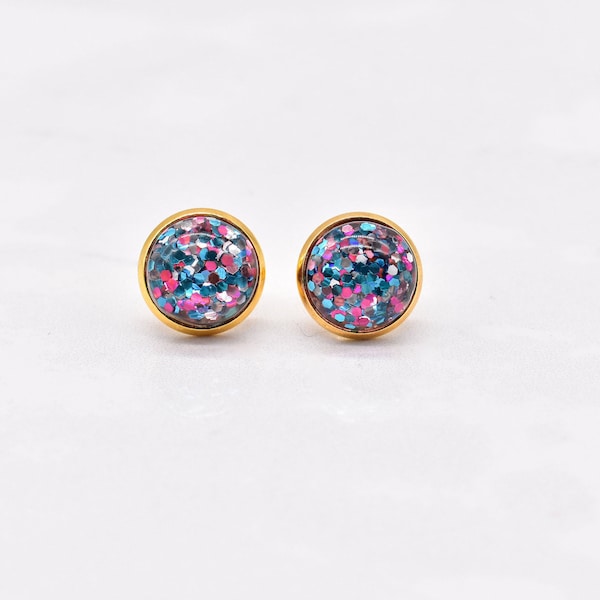 Confetti Earrings, Glitter Earrings, Pastel Glitter Earrings, Confetti Stud Earrings, Glitter Stud Earrings, Glitter Jewelry, Small Studs