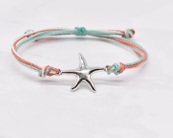 Seestern Armband, Seestern Bettelarmband, Seestern Schnur Armband, verstellbares Seestern Armband, wasserdichtes Seestern Armband