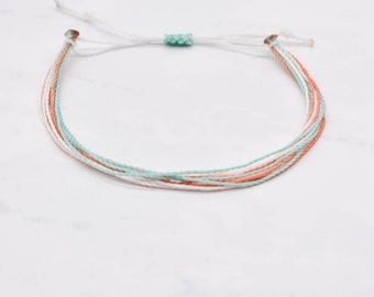 Surfer Bracelet, String Bracelet, Wax Cord Bracelet, Waterproof, Adjustable, Beach Bracelet, Stackable Bracelet, Multistrand Bracelet
