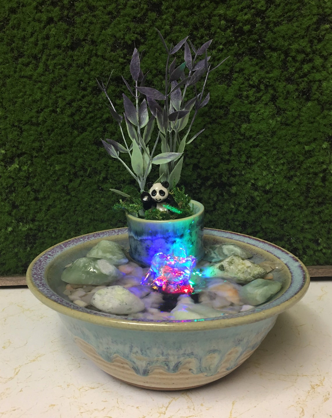 Fountain Tranquility Tabletop Water Garden Fountain With Panda Etsy