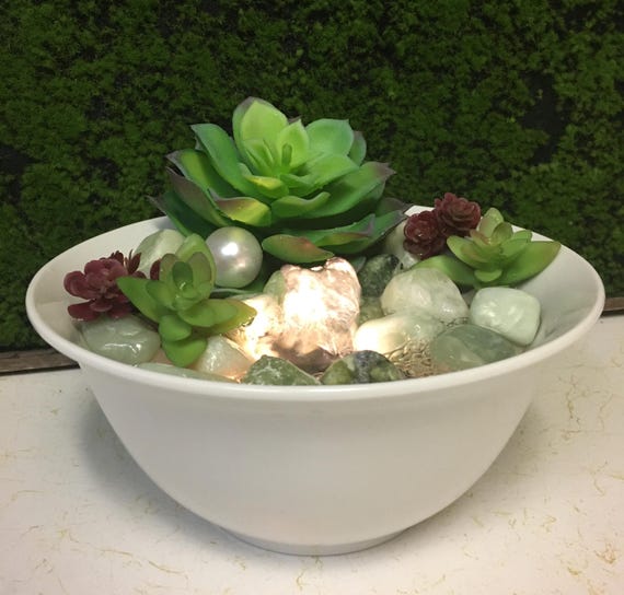 Tranquility Tabletop Water Fountain Garden Jade, Green Succulent, Zen #821  - Etsy