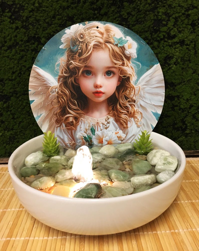 Tranquility Tabletop Water Fountain Angel Child 993 Etsy