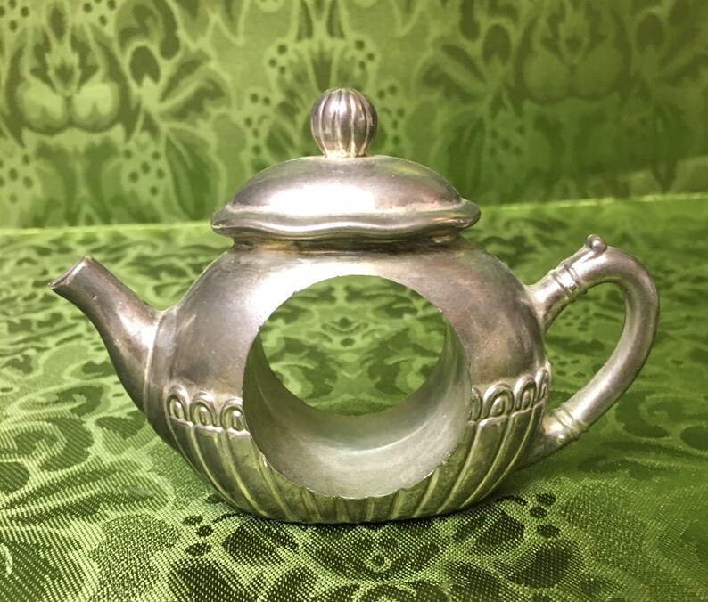 Vintage Godinger Silver Teapot Napkin Ring Holders Etsy