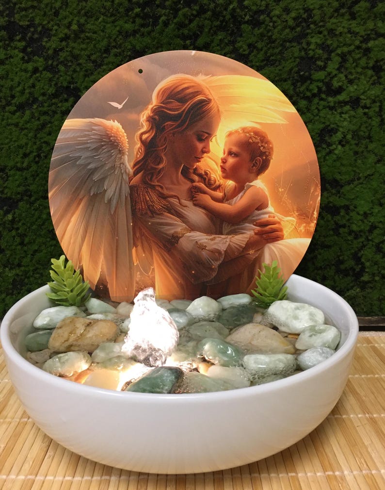 Tranquility Tabletop Water Fountain Child With Jesus / Angel 984 Etsy