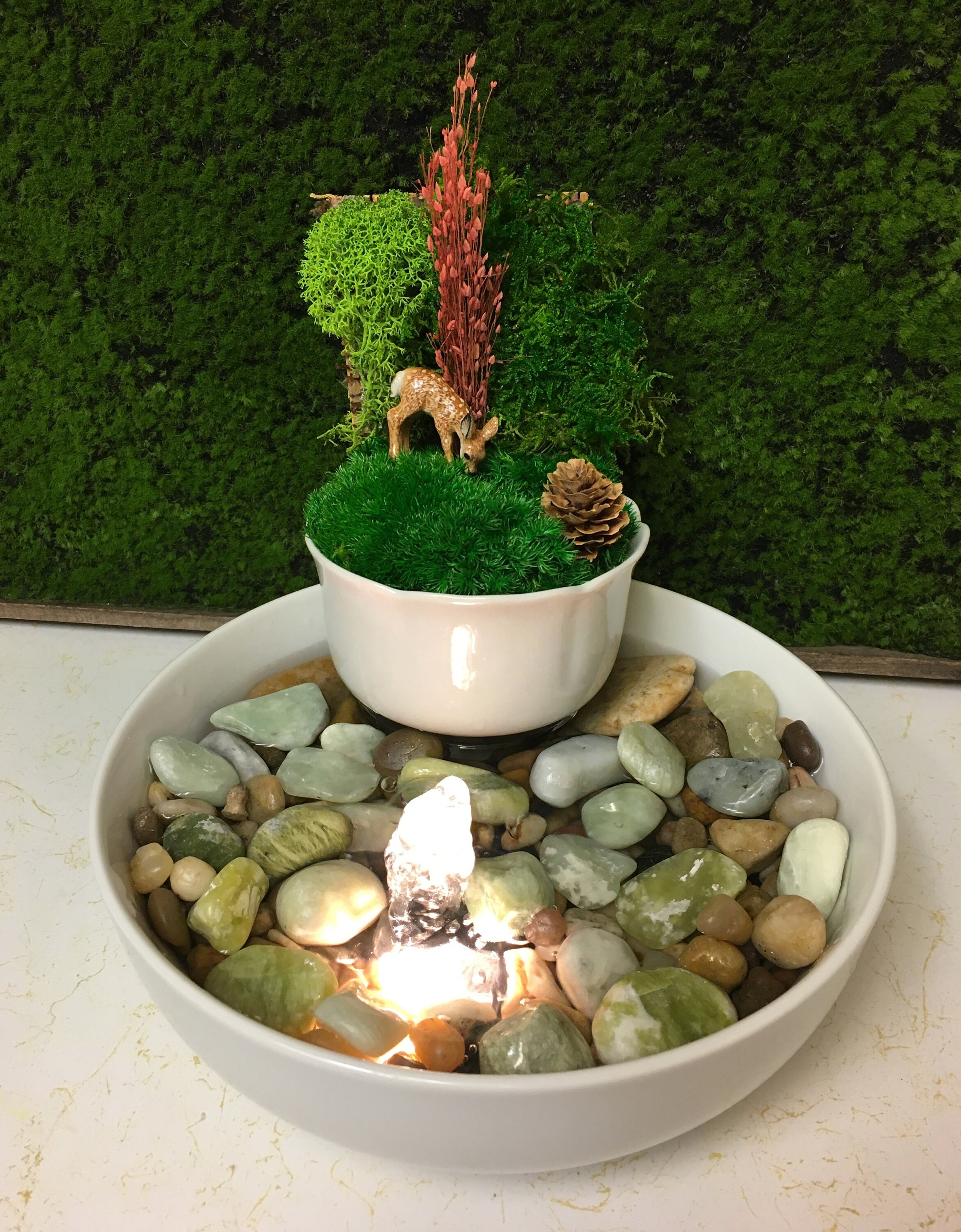 Fountain Tranquility Tabletop Garden Fountain With Preserved Etsy