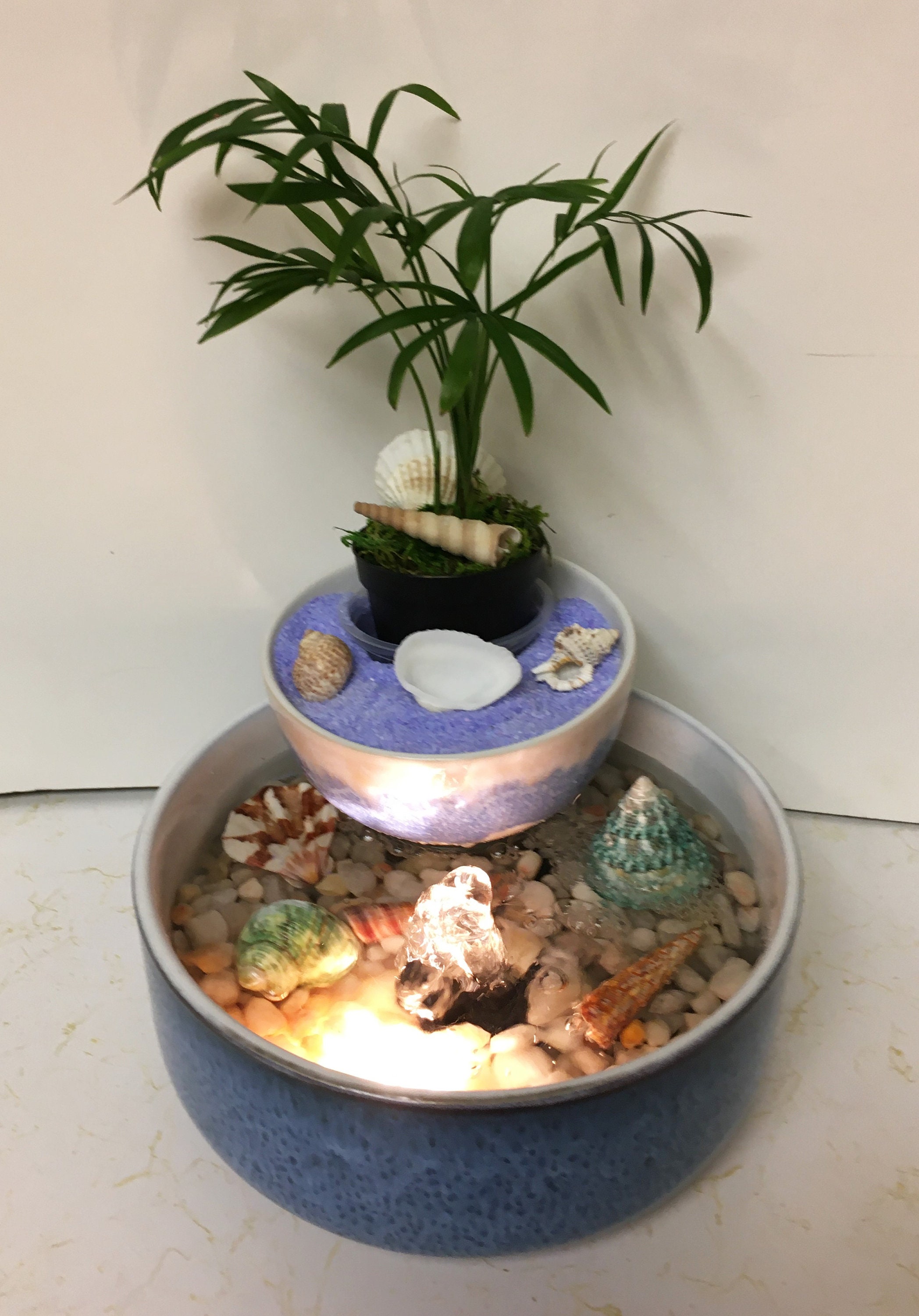 Fountain Miniature Tranquility Blue Zen Sand Tabletop Garden Etsy