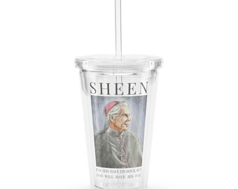 Ven. Fulton Sheen - Clear plastic tumbler