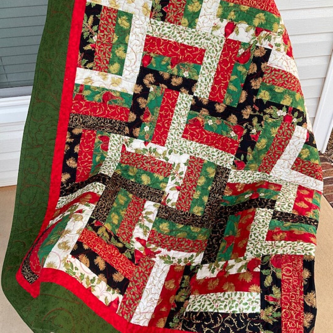 Christmas Quilt Finished Handmade Quilt Throw Size for Sofa Etsy