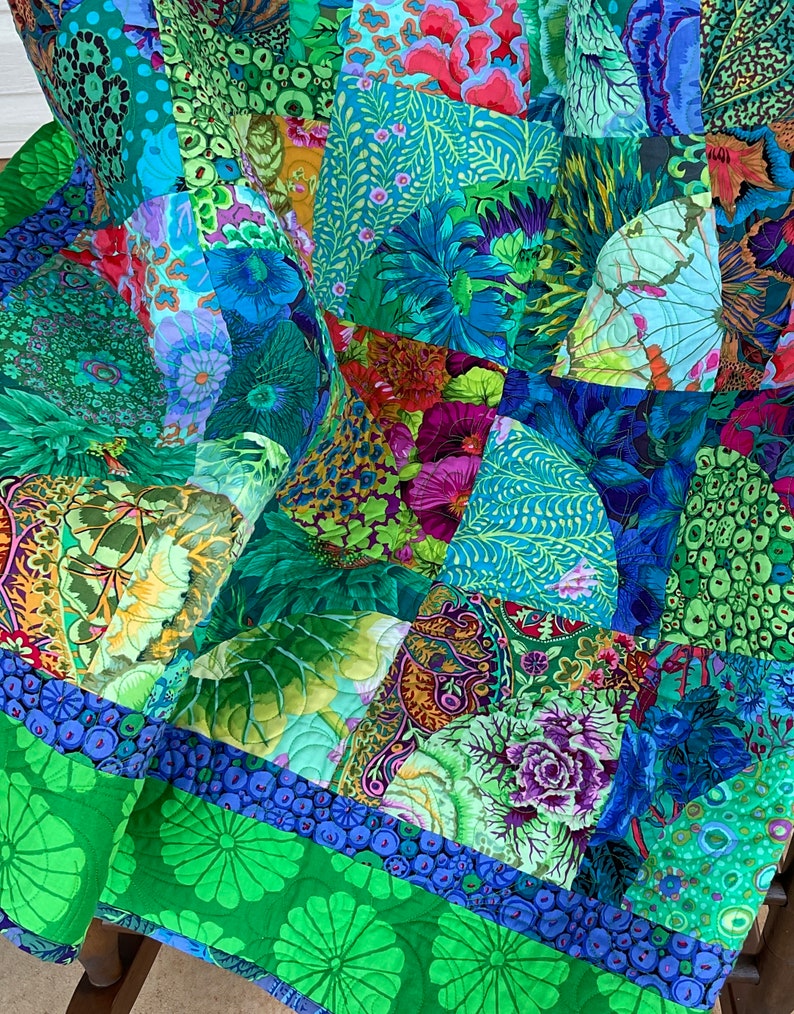 Handmade Quilt Kaffe Fassett Fabrics Drunkard's Path Etsy