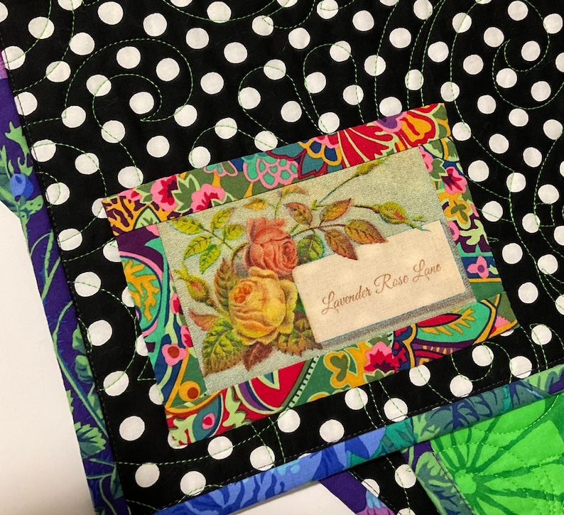 Handmade Quilt Kaffe Fassett Fabrics, Drunkard's Path Curved Piecing