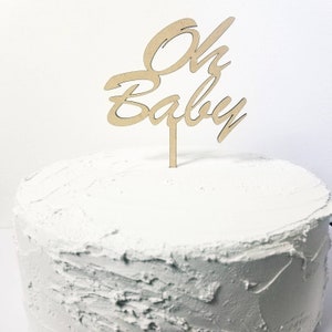 Baby Shower Cake Topper, Oh Baby Cake Topper, Wooden Cake Topper