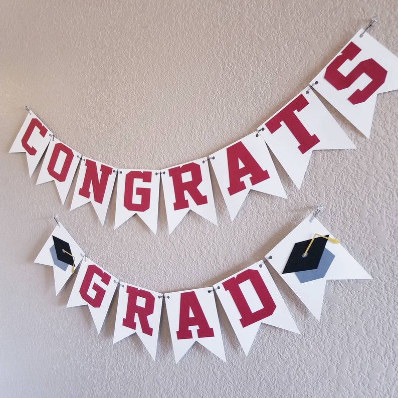 Graduation Banner Maroon and Black Graduation Decorations Graduation Party Decorations Congrats Grad