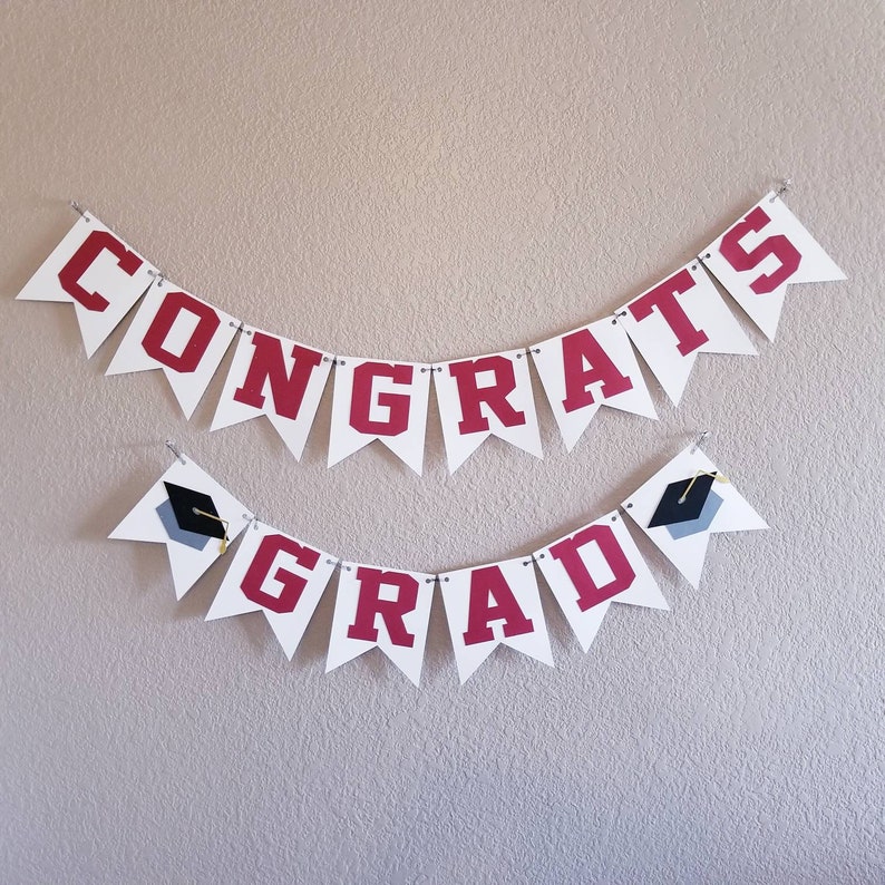 Graduation Banner Maroon and Black Graduation Decorations Graduation Party Decorations Congrats Grad