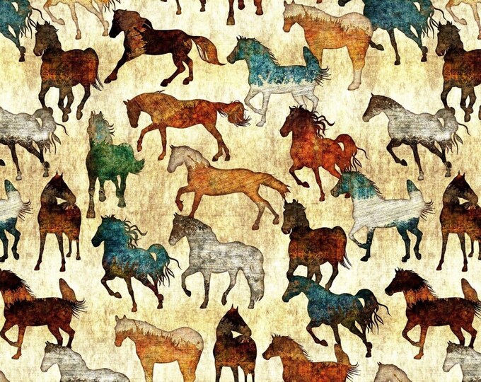 Horse Fabric by Half Yard Wild Horse Cotton Horse Quilting Etsy
