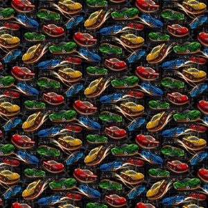 Tela de coches de carreras por media yarda, tela de coches, algodón acolchado estampado, tela acolchada de coches brillantes, tela de costura para hombres, tela de coches, tela para niños