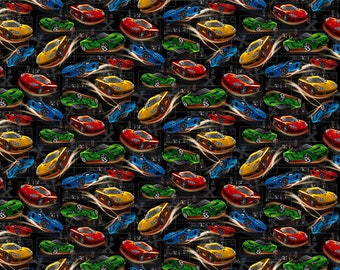 Race cars fabric by half yard, cars fabric, printed quilting cotton, bright cars quilting fabric, men sewing fabric, car fabric, boy fabric