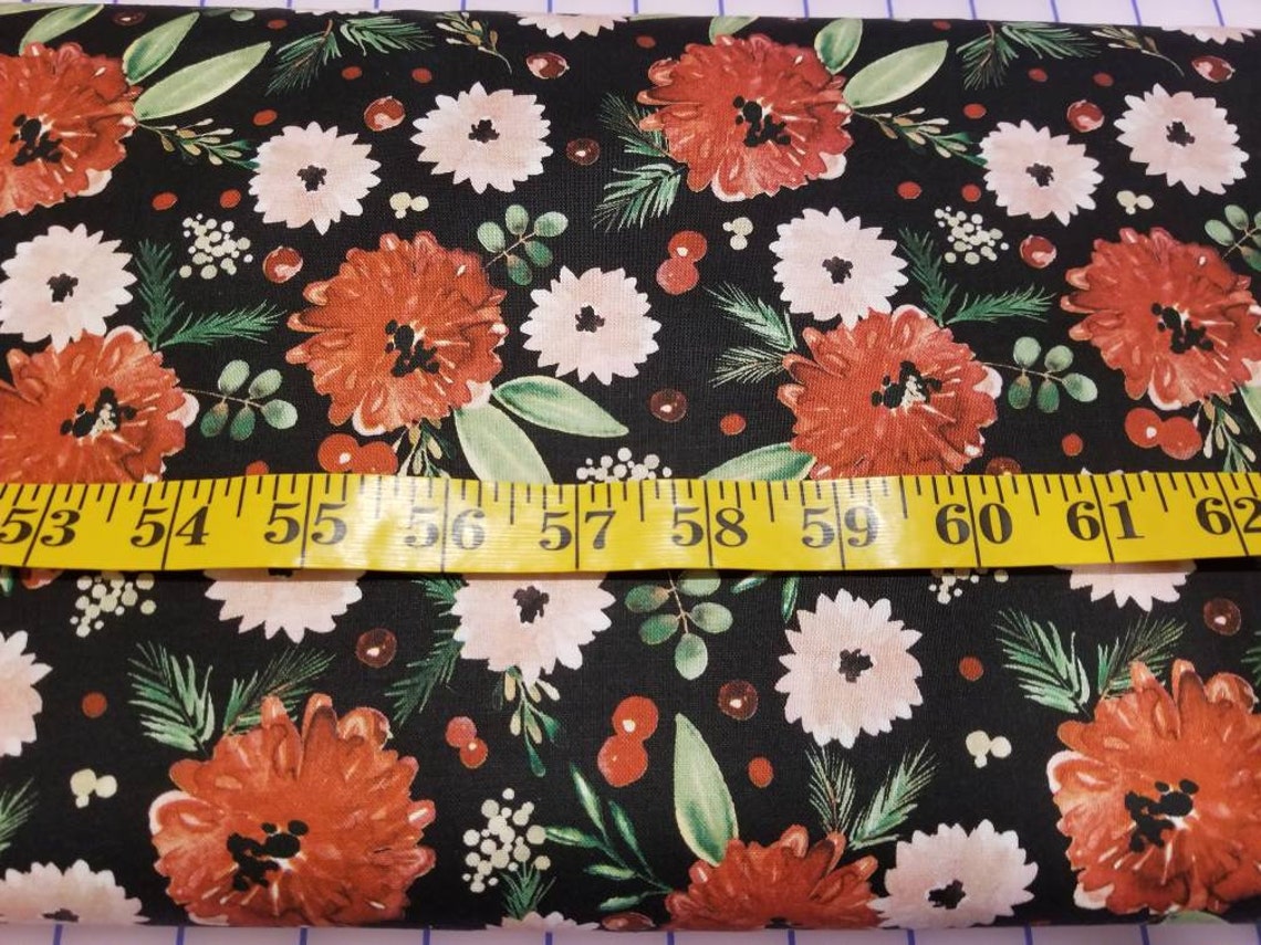 Winter Floral Fabric by Half Yard Flower Quilting Cotton - Etsy