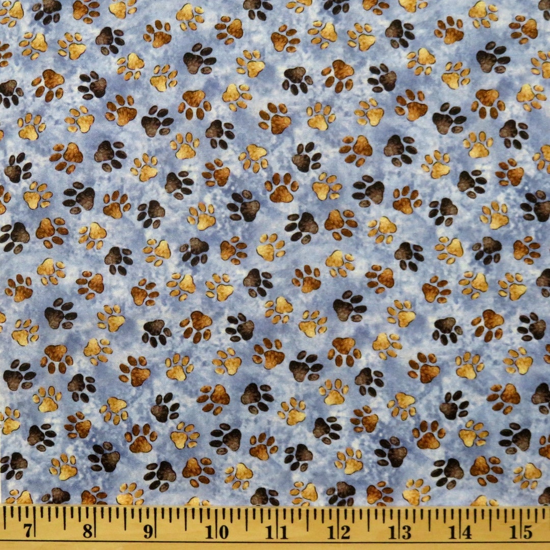 Dog Fabric by Half Yard, Cat Fabric, Printed Quilting Cotton, Dog Paw ...