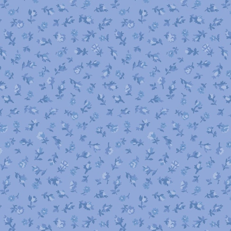 Blue floral fabric by half yard flower cotton flower Etsy