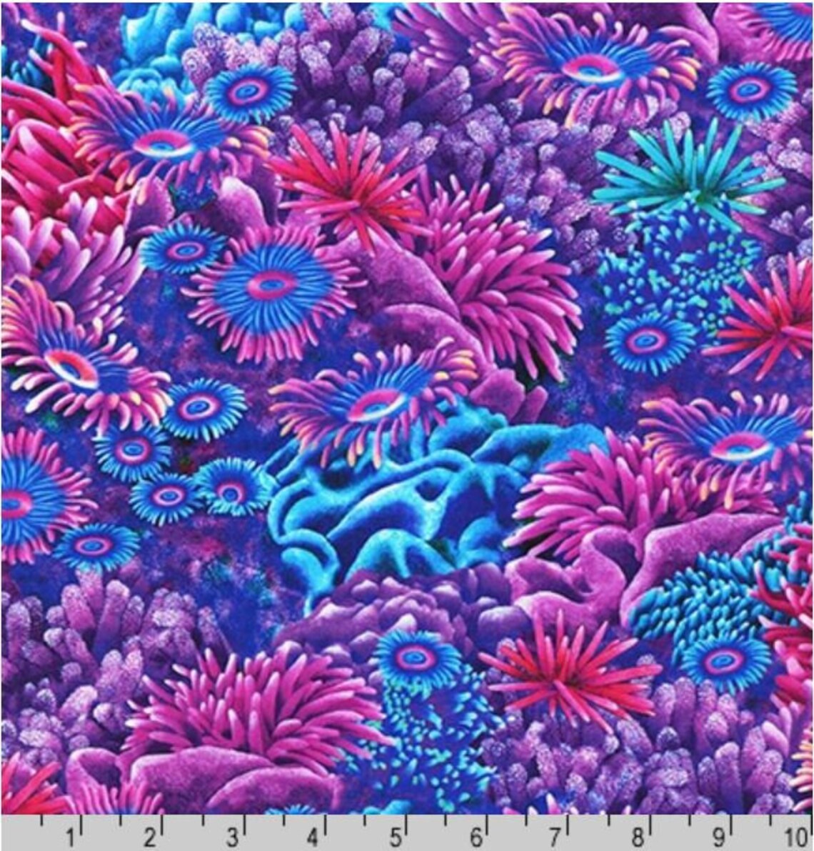 Bright Coral Reef Fabric by Half Yard Ocean Fabric Printed Etsy