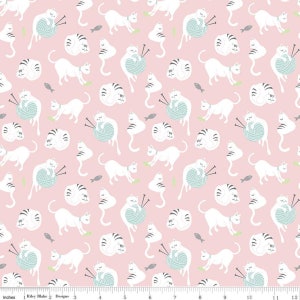 Kattenstof op maat gesneden, grappig kattenbedrukt quiltkatoen, kattenquiltstof, kattennaaistof, speelse kattenkatoen, garen en kat
