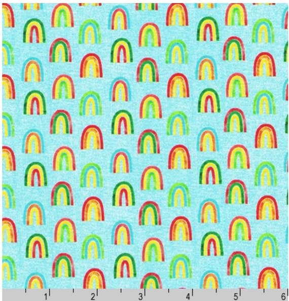 Rainbow Fabric by Half Yard Rainbow Print Fabric Rainbow Etsy