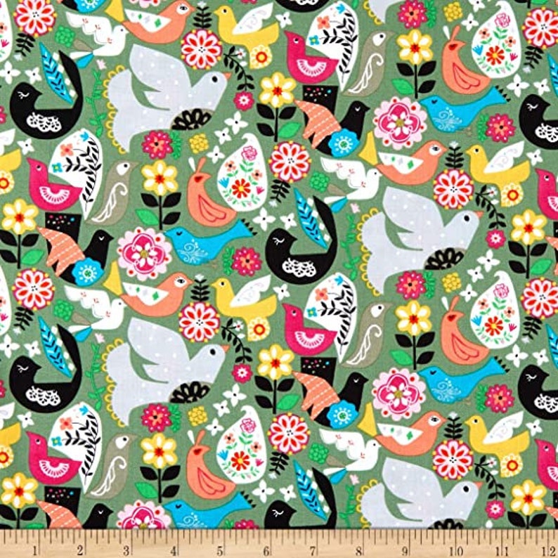 Bird Fabric by Half Yard Bird Cotton Bird Quilting Cotton Etsy