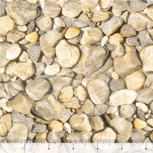 Rock fabric by half yard, stones print fabric, printed quilting cotton, rock blender quilting fabric, beige sewing fabric, nature fabric