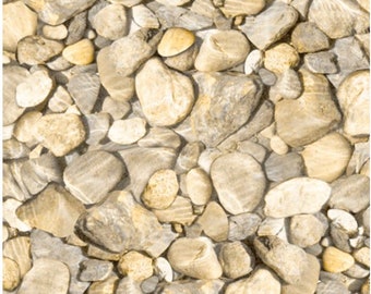 Rock fabric by half yard, stones print fabric, printed quilting cotton, rock blender quilting fabric, beige sewing fabric, nature fabric
