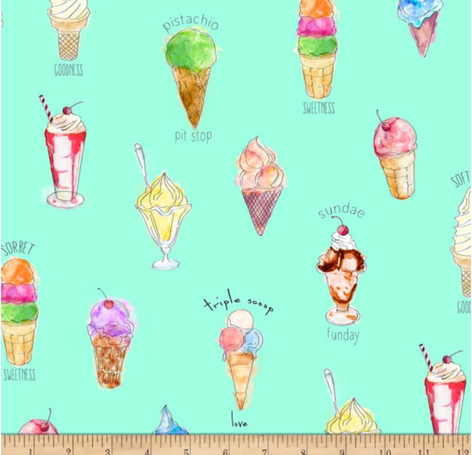 Ice cream fabric by half yard ice cream print fabric ice Etsy