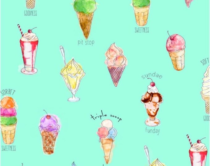 Ice Cream Fabric by Half Yard Ice Cream Print Fabric Ice Etsy
