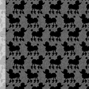 Dog fabric by half yard, parisian poodle quilting cotton, dog black quilting fabric, poodle dog sewing fabric, puppy cotton fabric, kids