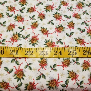 Christmas fabric by half yard, holiday cotton, pine cone quilting cotton, Christmas quilting fabric, sewing fabric, winter fabric