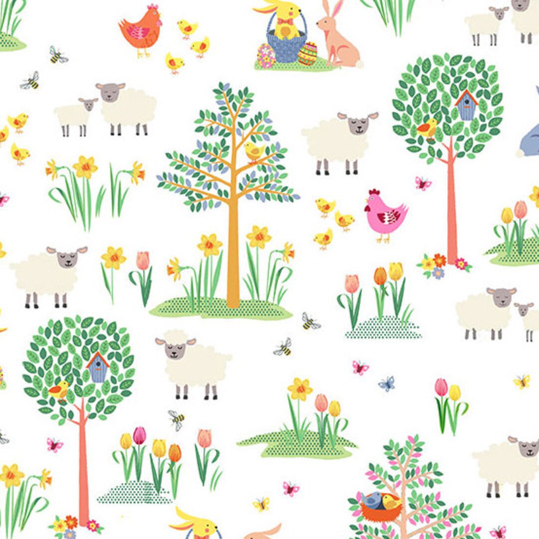 Spring Fabric by Half Yard, Garden Printed Quilting Cotton, Animal ...