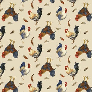 Tissu de ferme par demi-mètre, tissu de ferme, coton à courtepointe imprimé, tissu de courtepointe de poulet, tissu de couture de coq, tissu de couture de poulet