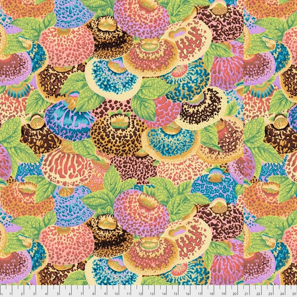 Flower fabric by half yard, floral blender cotton, Kaffe Fassett collective quilting cotton, Lady's Purse ochre sewing fabric, Philip Jacobs