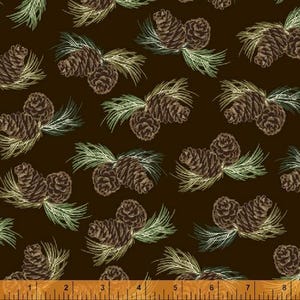Christmas fabric by half yard, holiday cotton, winter quilting cotton, pine tree quilting fabric, winter sewing fabric, pinecone fabric