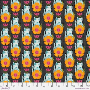 Cat fabric by half yard, kitten fabric, printed quilting cotton, bright cat quilting fabric, cat lady sewing fabric, cat kids fabric