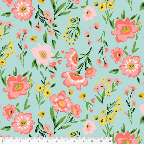Floral Fleece Fabric by Half Yard, Polar Fleece, Pink Flower