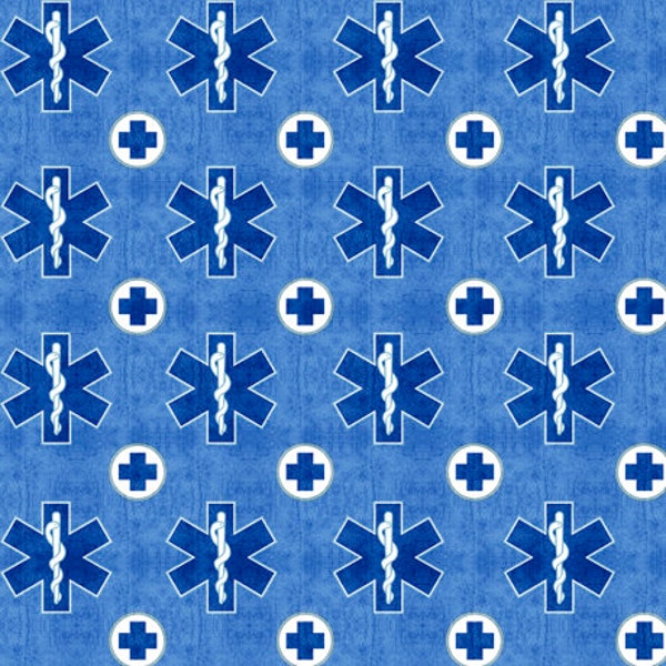 Medical fabric by half yard, nurse fabric, printed quilting cotton, paramedic quilting fabric, doctor sewing fabric, Quilting Treasures, EMS