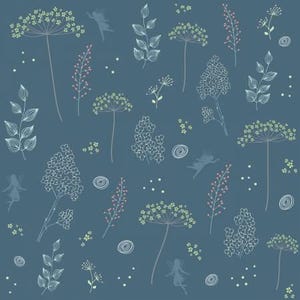 Tessuto blu a fiori da mezzo metro, cotone per trapuntatura floreale, tessuto per trapuntatura fatata, tessuto per cucito floreale, Riley Blake Fairy Edith Wildflowers