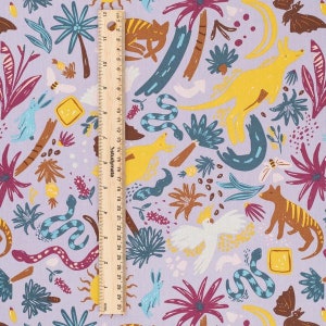 Animal fabric by half yard, jungle quilting cotton, summer quilting fabric, wild life sewing fabric, colourful jungle fabric, snake fabric