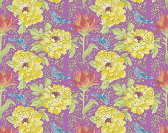 Tessuto bird da mezzo metro, cotone floreale, cotone trapuntato a fiore, tessuto trapuntato floreale, tessuto per cucito Free spirit, tessuto Bird of Paradise